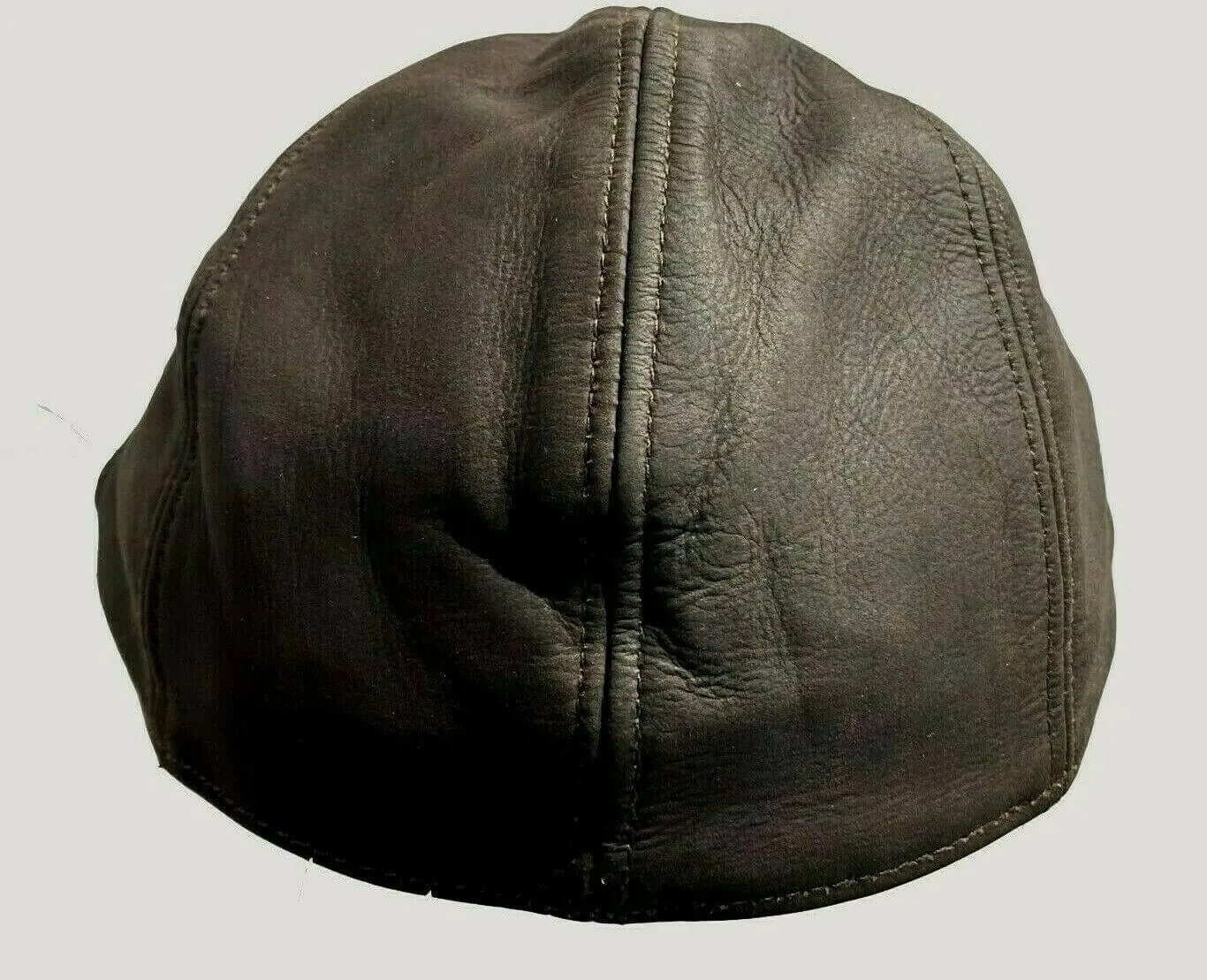 Brown Oiled Nubuck Leather Ivy Cap Golf Bunnet Newsboy Flat Gatsby 5 panel