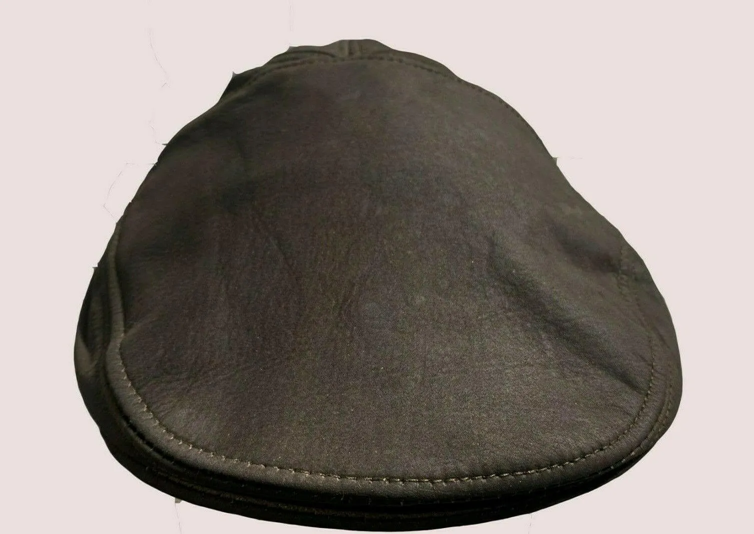 Brown Oiled Nubuck Leather Ivy Cap Golf Bunnet Newsboy Flat Gatsby 5 panel