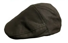 Brown Oiled Nubuck Leather Ivy Cap Golf Bunnet Newsboy Flat Gatsby 5 panel