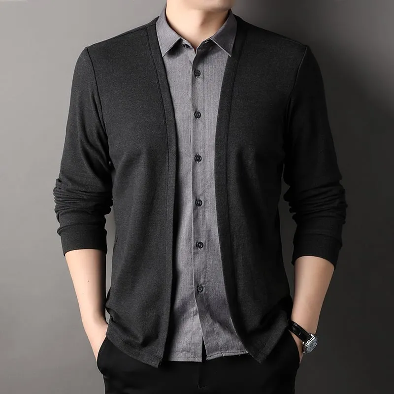Buy 2 free shipping🔥Men's fake two-piece shirt collar knitted cardigan