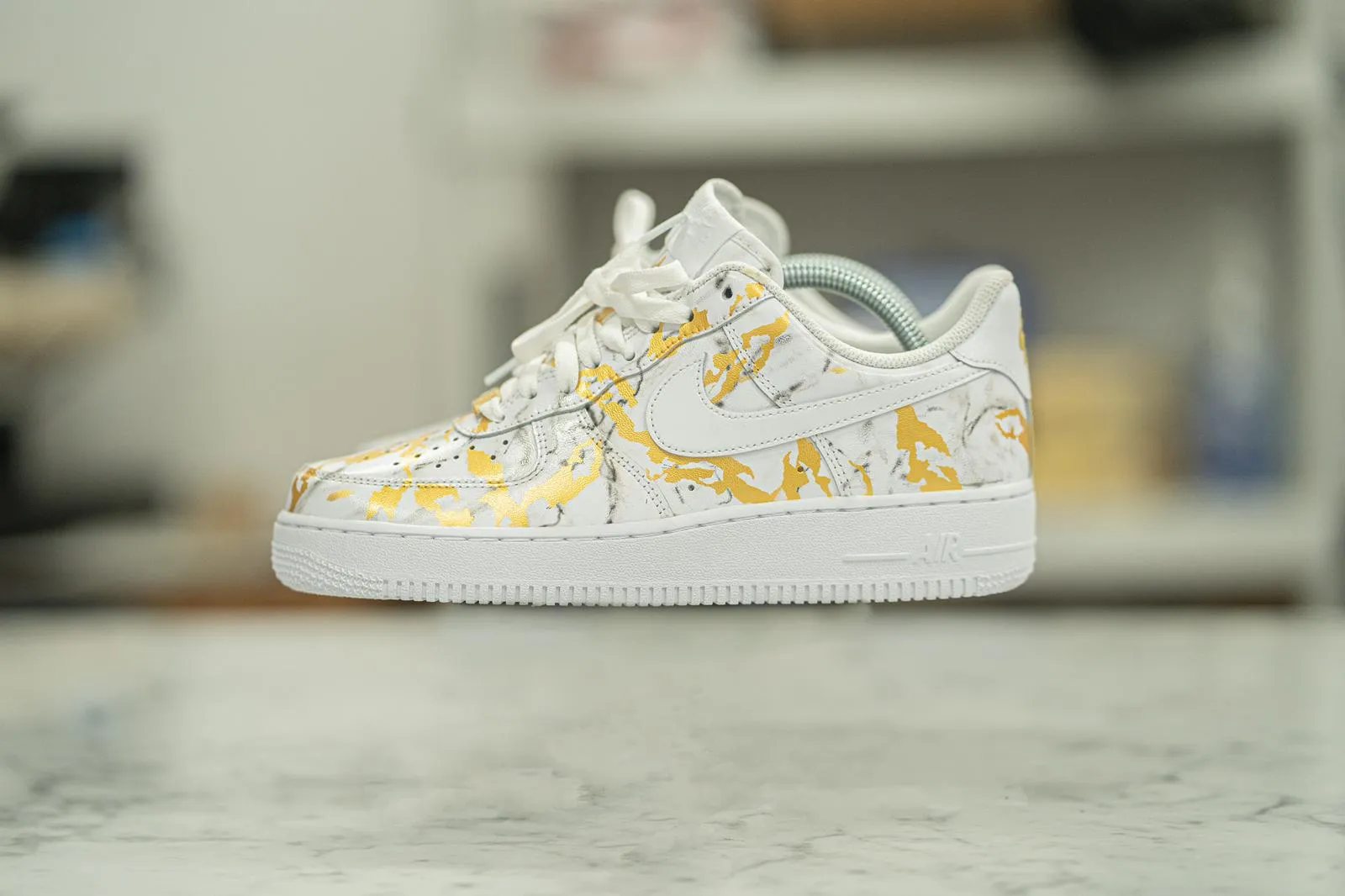 Custom Hand Painted Gold Marble Nike Air Force 1 Low