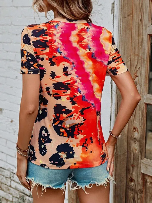 Leopard Printed Round Neck T-Shirt