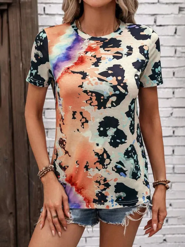 Leopard Printed Round Neck T-Shirt