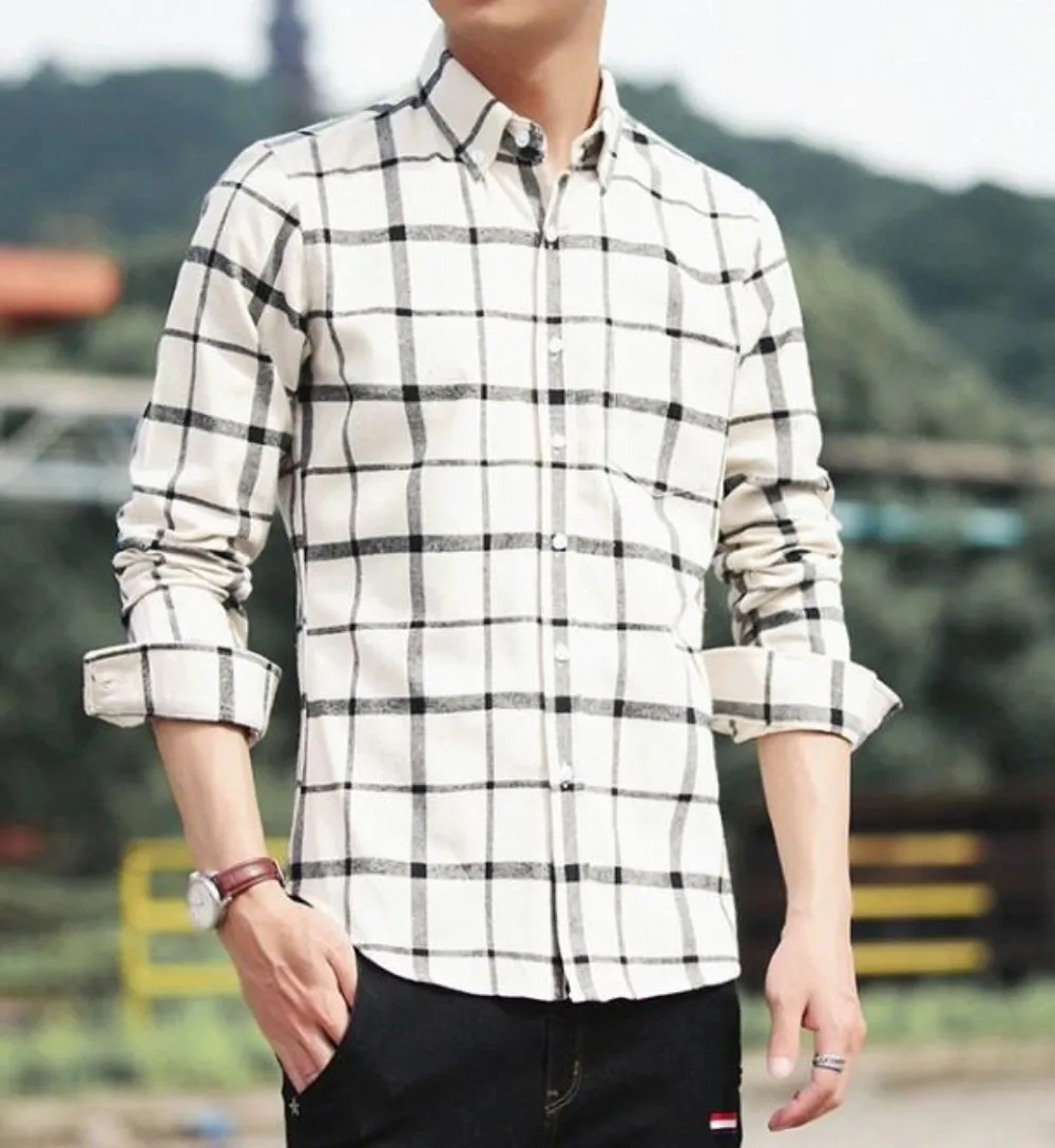Mens Button Down Plaid Shirt
