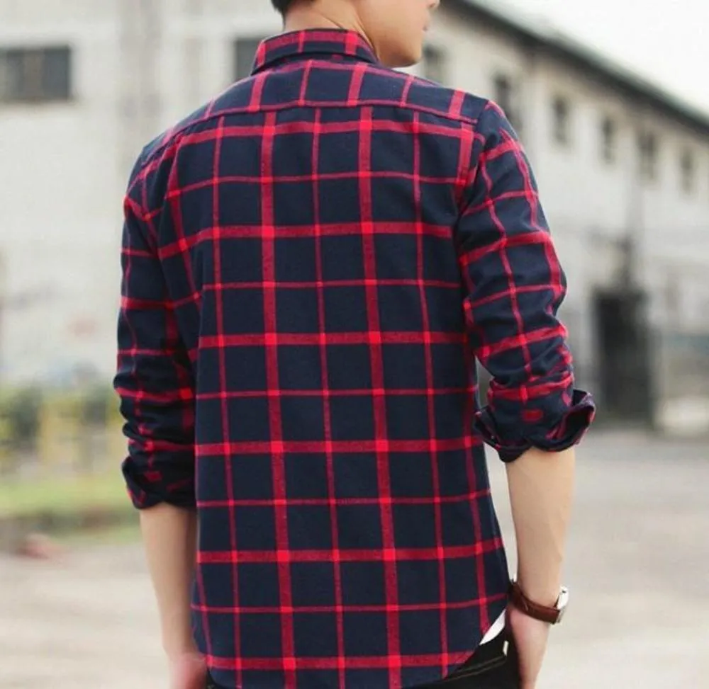Mens Button Down Plaid Shirt