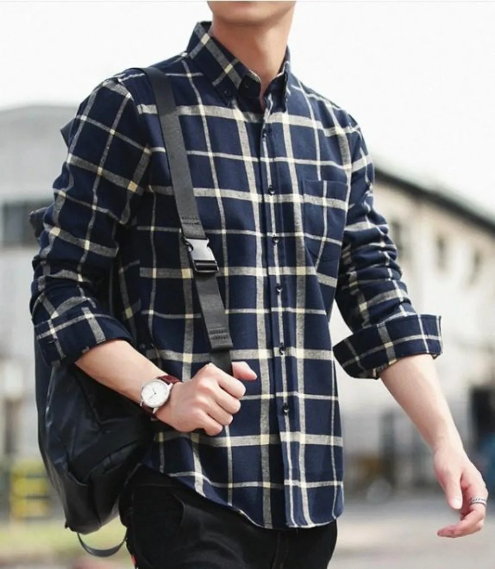 Mens Button Down Plaid Shirt
