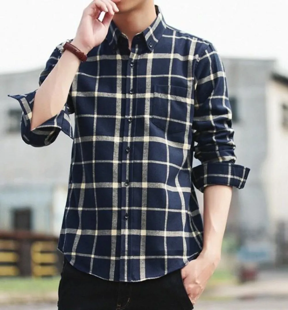 Mens Button Down Plaid Shirt