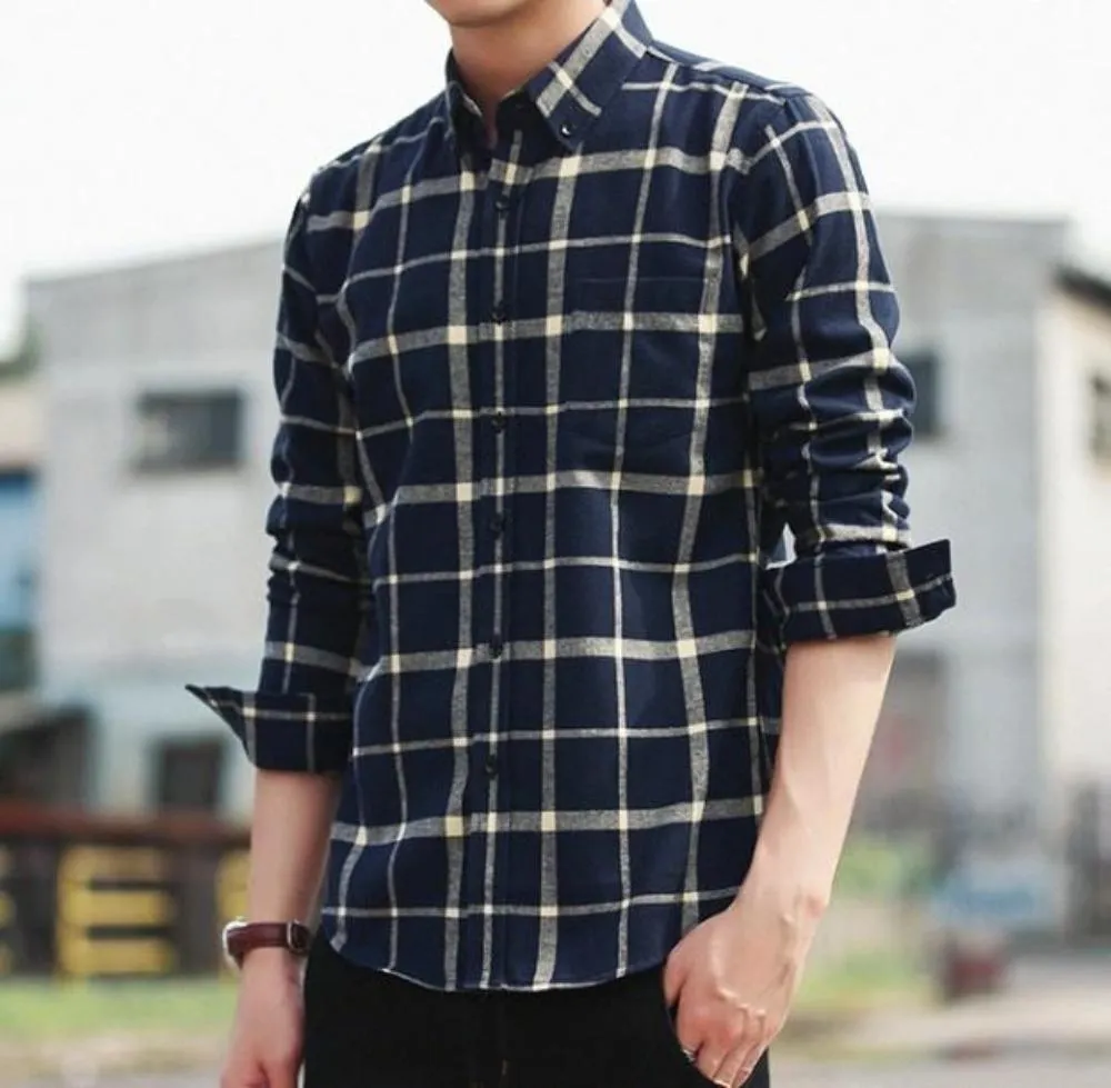 Mens Button Down Plaid Shirt