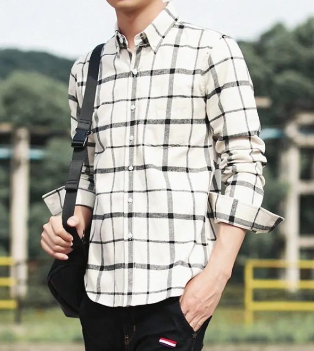 Mens Button Down Plaid Shirt