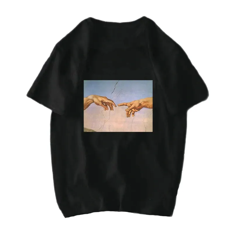 Michelangelo David Mona Lisa Mask Printed T Shirts