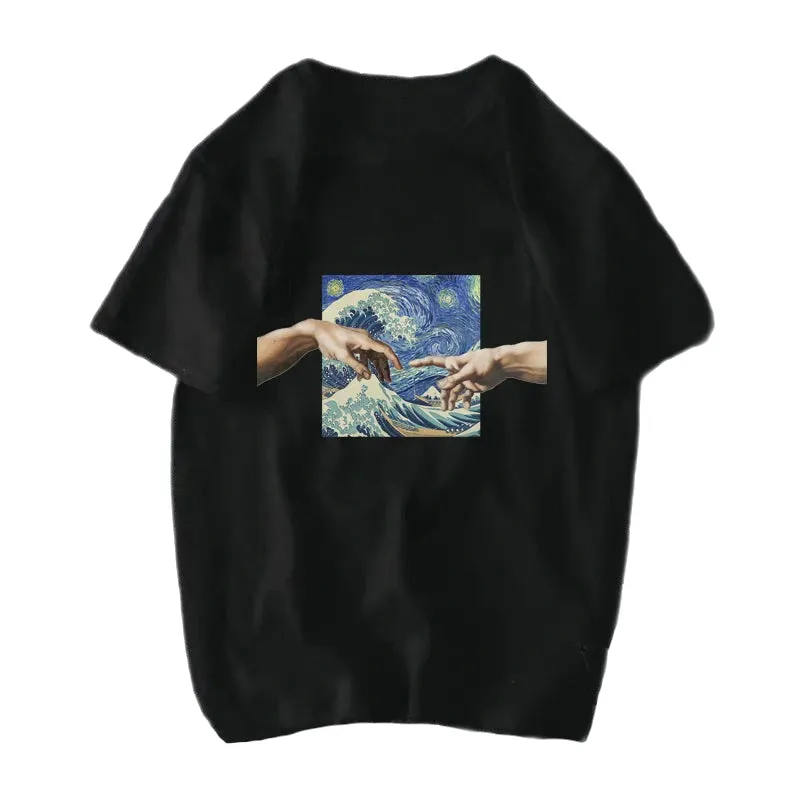 Michelangelo David Mona Lisa Mask Printed T Shirts