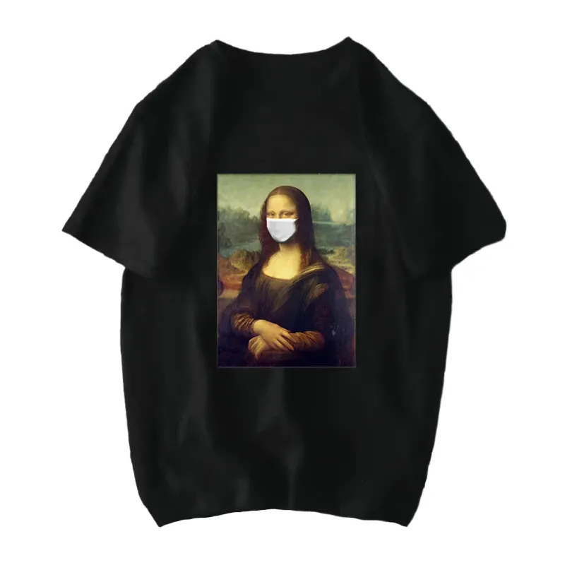 Michelangelo David Mona Lisa Mask Printed T Shirts
